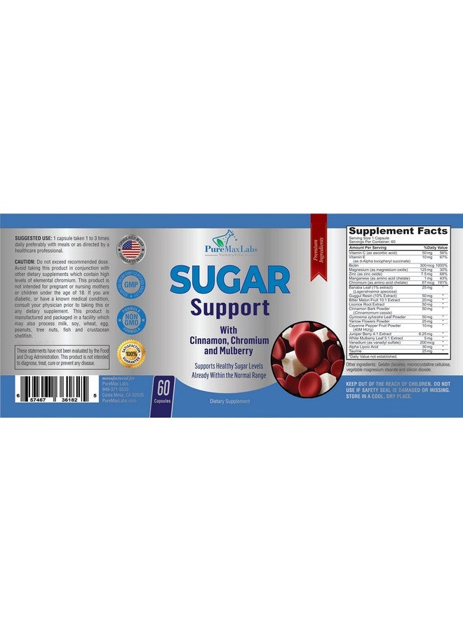YUMMYVITE Sugar Support Supplement With Cinnamon Chromium Mulberry Alpha Lipoic Acid 20 Herbs  Vitamins Nongmo 60 Capsules - Image 5