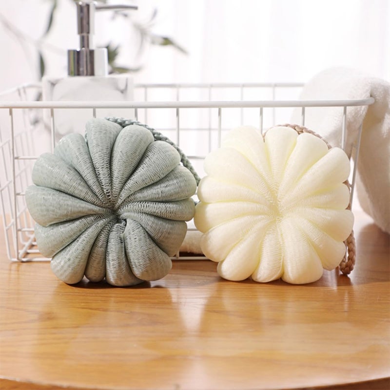 Exfoliating Bath Sponge Set 3 Pack Body Scrubber Loofah Mesh Green Beige Yellow - Image 5