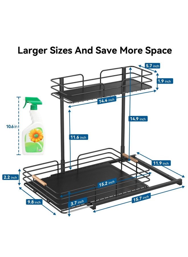 منظمات ووحدات تخزين أسفل الحوض من LAMU، منظمات خزانة مطبخ وحمام من طبقتين، منظم رفوف مطبخ قابل للسحب للتخزين أسفل الحوض للتخزين أسفل المنضدة - Image 5