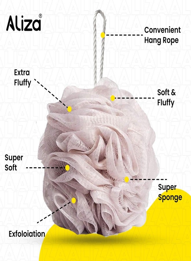 Aliza Loofah Sponge - Pack of 4 Shower Puffs - Eco-friendly Body Scrubber Unisex - Mix Color Loofah Sponge - - Image 2