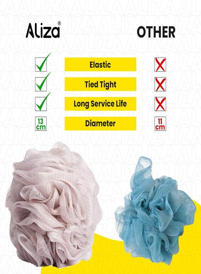 Aliza Loofah Sponge - Pack of 4 Shower Puffs - Eco-friendly Body Scrubber Unisex - Mix Color Loofah Sponge - - Image 4