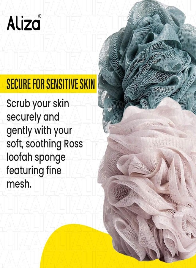 Aliza Loofah Sponge - Pack of 4 Shower Puffs - Eco-friendly Body Scrubber Unisex - Mix Color Loofah Sponge - - Image 5