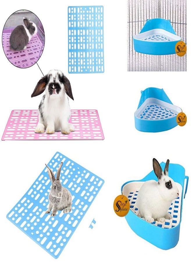 Sage Square Rabbit Litter Tray & Floor Mat Combo - Easy-to-Clean and Hygienic Set for Small Pets, Includes Durable Litter Tray with Secure Base & Non-Slip Mat to Keep Your Rabbit’s Habitat Clean - Image 2