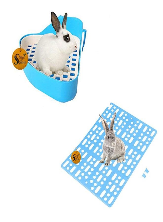Sage Square Rabbit Litter Tray & Floor Mat Combo - Easy-to-Clean and Hygienic Set for Small Pets, Includes Durable Litter Tray with Secure Base & Non-Slip Mat to Keep Your Rabbit’s Habitat Clean - Image 1