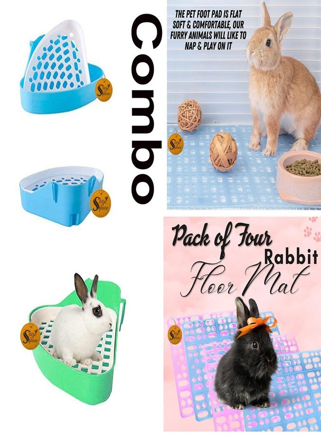 Sage Square Rabbit Litter Tray & Floor Mat Combo - Easy-to-Clean and Hygienic Set for Small Pets, Includes Durable Litter Tray with Secure Base & Non-Slip Mat to Keep Your Rabbit’s Habitat Clean - Image 3