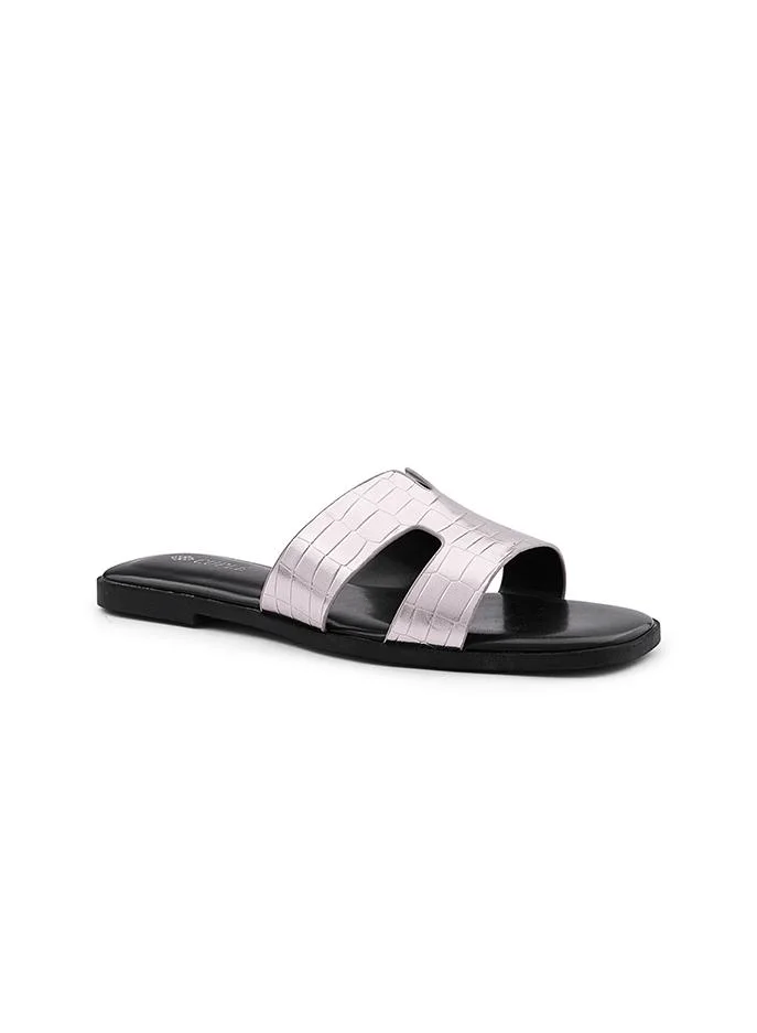 كابلي Cuple Croc-Embossed Double Strap Flat Slides