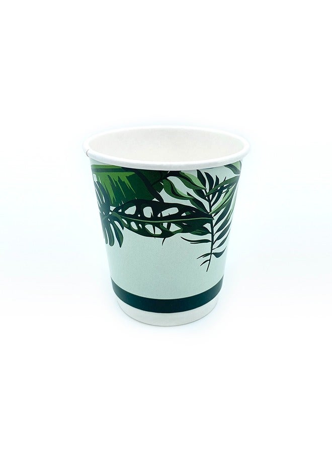 Halapack Bulk Pack 8oz Disposable Double Wall Paper Cups with Green Vibes Design +2 Bonus Cups - Image 3