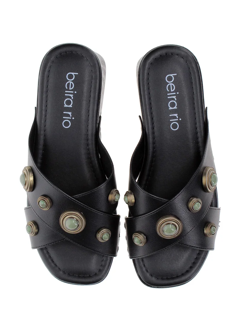 Beira Rio Black Beira Rio Women’s Flat Summer Footwear – Lightweight Slip-On Comfort with Stylish Casual Design for Women | Best Price UAE