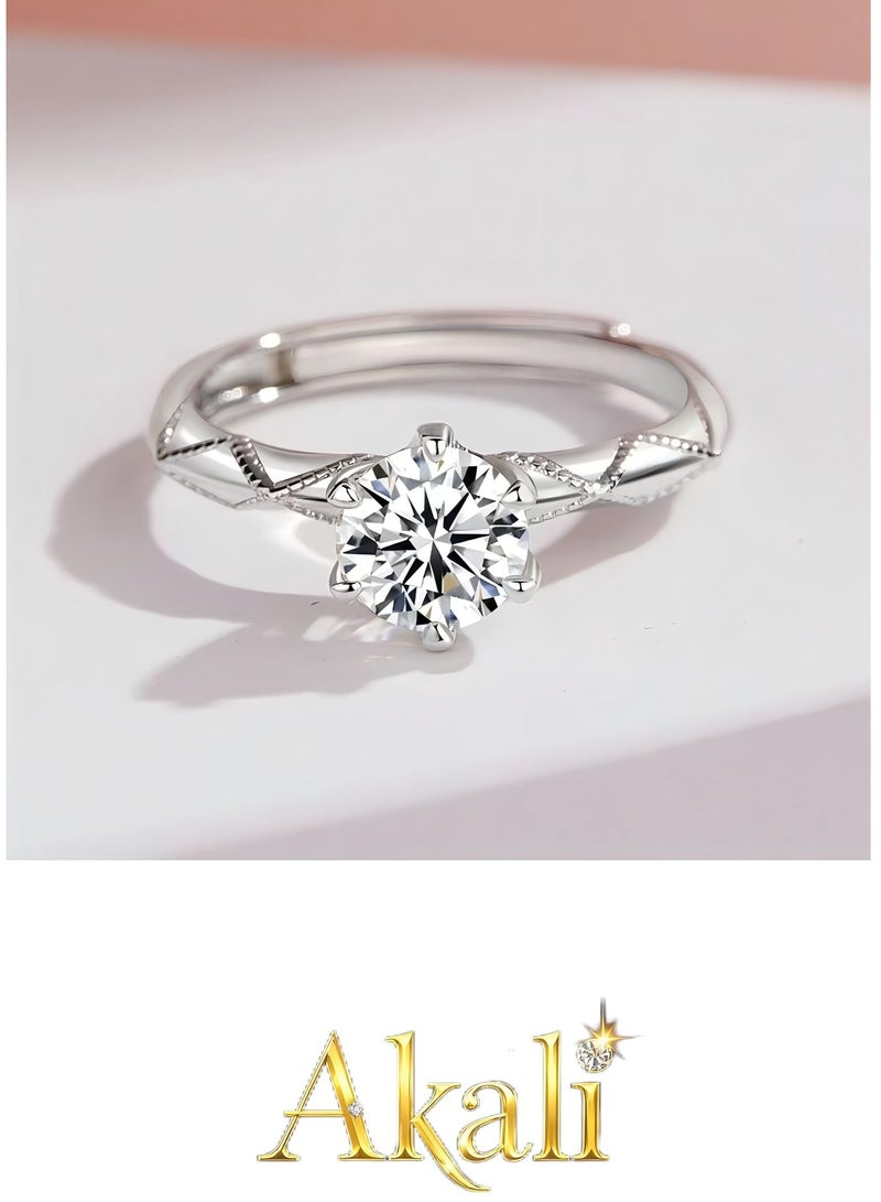 Akali Love Pledge 1 carat Moissanite Classic White Gold open wedding ring  - Image 4