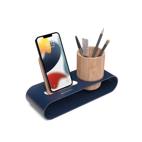 DailyObjects Cirque Phone and Pen Stand (Blue) Multi Viewing Angle for Mobile/Tablet | Storage Organizer | Portable Adjustable Holder Compatible with iPhone Android Smartphones | Perfect for Office - Image 1