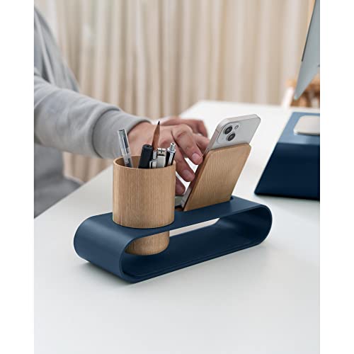 DailyObjects Cirque Phone and Pen Stand (Blue) Multi Viewing Angle for Mobile/Tablet | Storage Organizer | Portable Adjustable Holder Compatible with iPhone Android Smartphones | Perfect for Office - Image 3