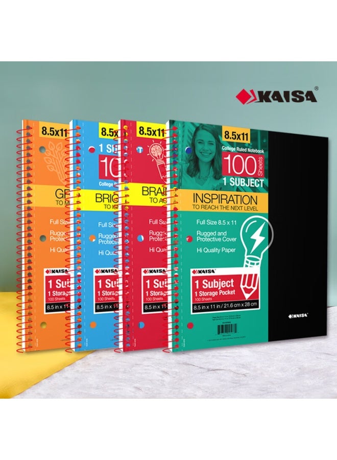 Kaisa Inspiration Series Spiral Notebook, American-style Three-hole Easy-tear Notebook, College Student Multi-subject Notebook, Thickened 100-page Journal - Image 4