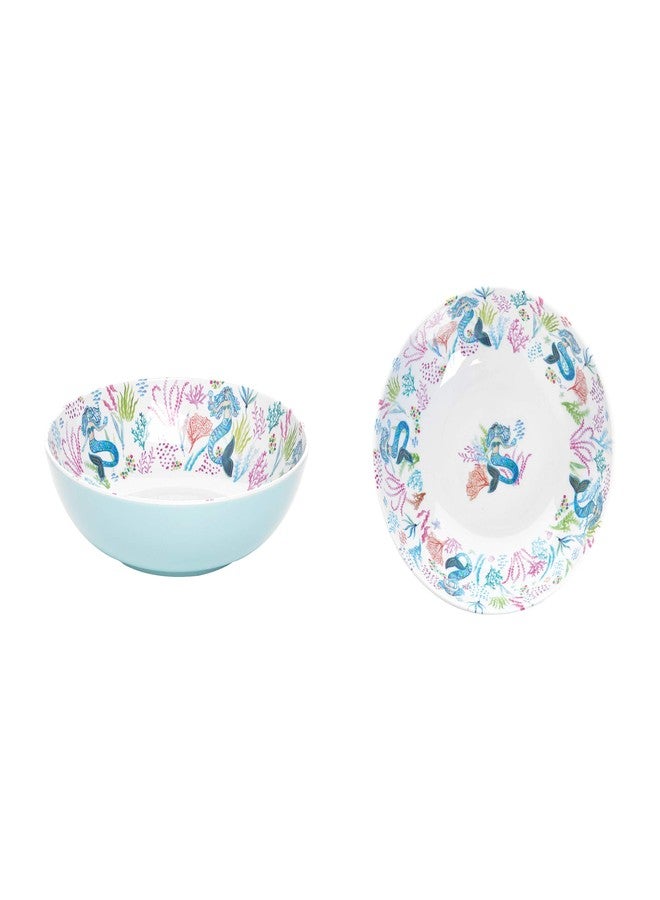 Beachcombers Mermaid Garden Bowl Nautical Beach House Kitchen Blue Mermaids Pink - Image 1