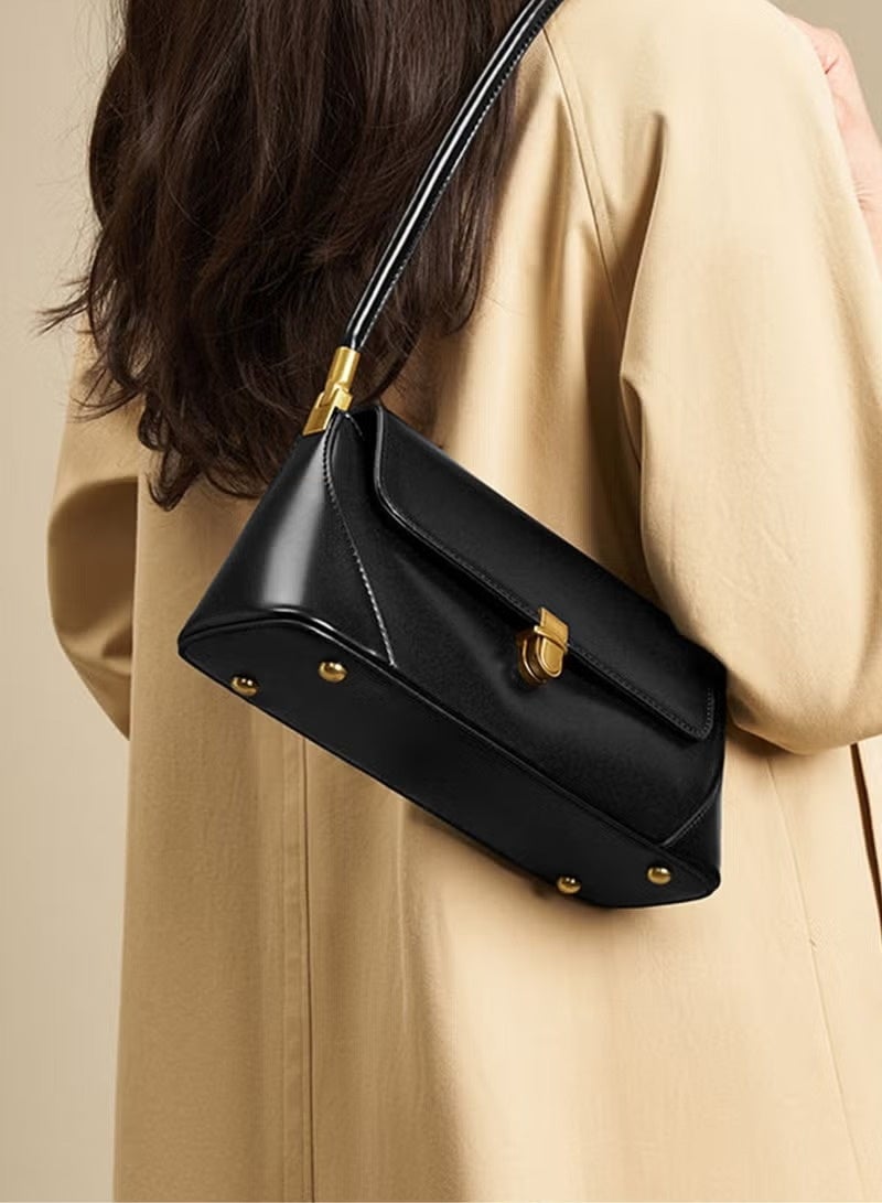 JOGAMS Minimalist Solid Black Color Stylish Underarm Bag New Shoulder Baguette Bag for Women - Image 3