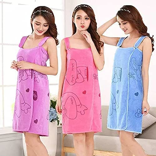 VENOZO Women's Wearable Bath Robe Towel - Beach Dress, Lady Spa Shower Body Wrap, Free Size, Multi Color - Image 1