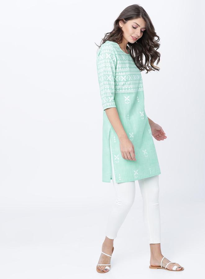 Vishudh Geometric Print 3/4 Sleeves Cotton Tunic - Image 5