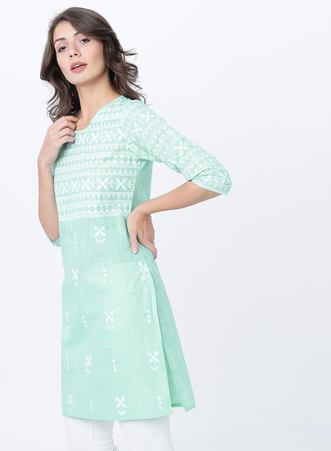 Vishudh Geometric Print 3/4 Sleeves Cotton Tunic - Image 2