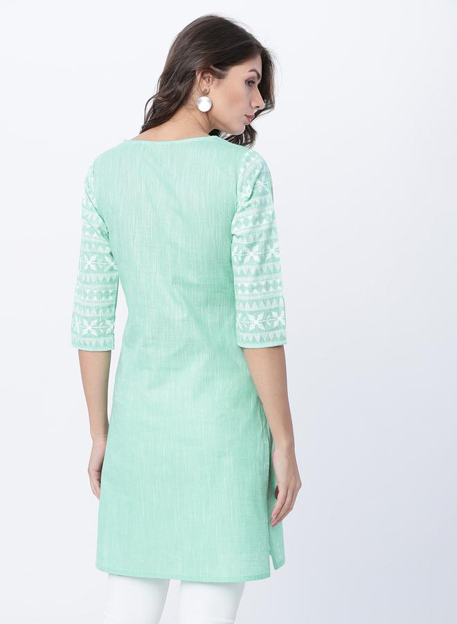 Vishudh Geometric Print 3/4 Sleeves Cotton Tunic - Image 3