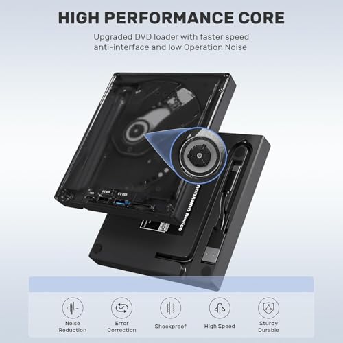 atdaraz External CD DVD Drive for Laptop, USB C Portable CD/DVD +/-RW Burner for Laptop with SD Card Reader USB 3.0 Type C Hub Compatible with Laptop PC Windows Linux (External DVD Writer 5 in 1) - Image 4