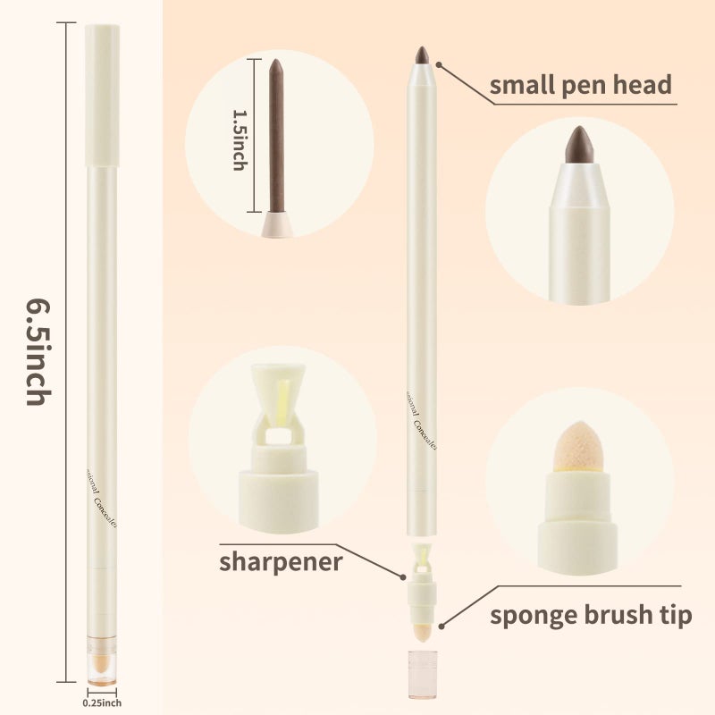 Boobeen Concealer Pencil, Contour Highlighter Stick Makeup Waterproof Full Coverage Foundation Multi-use Creamy Matte Concealer Pen with Sponge Brush Head - Image 4
