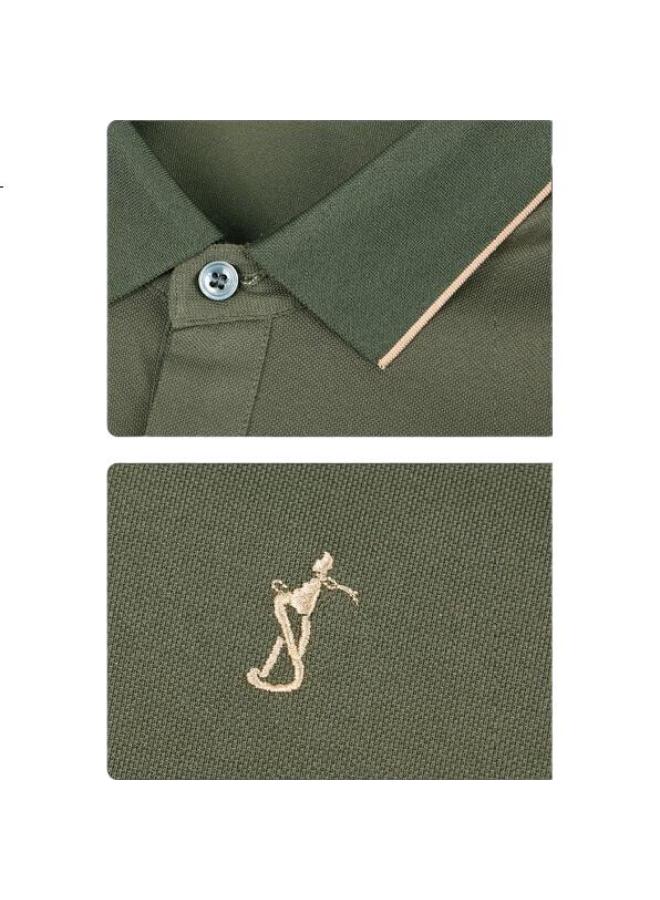TRIES Caizi (Tries) Polo Shirt For Men, Summer New Embroidered Collar Short-Sleeve Top, Smooth Breathable Contrasting Color Trim Collar - Image 3