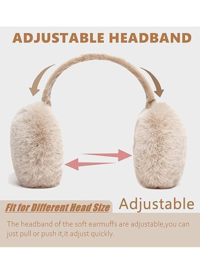 Ear Muffs for Winter,Women Adjustable & Foldable Earmuffs, Fluffy Soft Ear Warmers Warm Ear Covers for Cold Weather - Image 3
