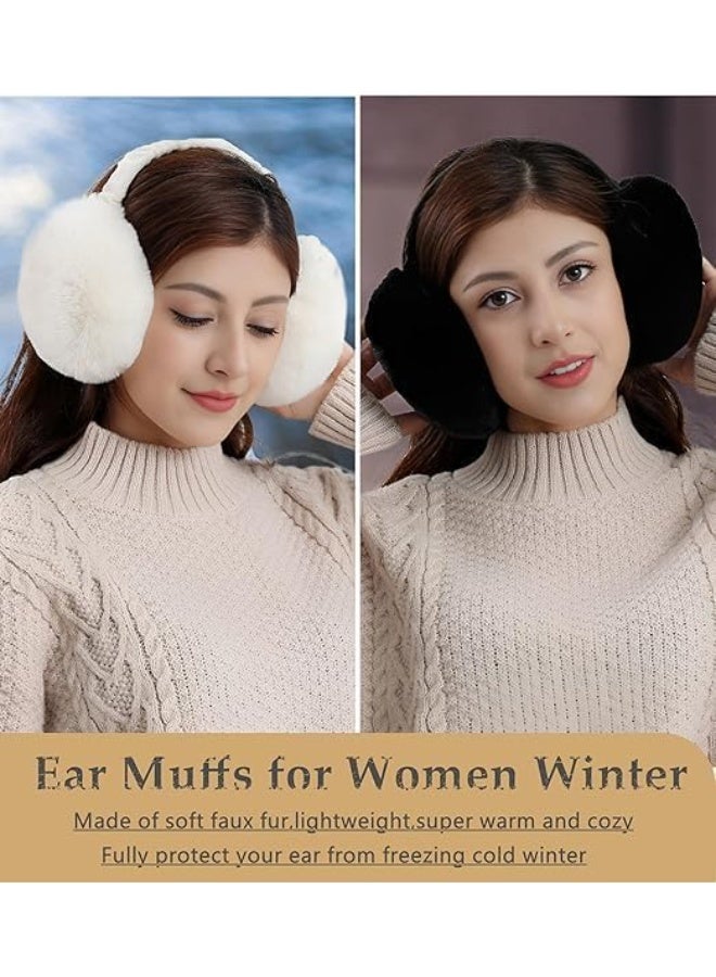 Ear Muffs for Winter,Women Adjustable & Foldable Earmuffs, Fluffy Soft Ear Warmers Warm Ear Covers for Cold Weather - Image 2