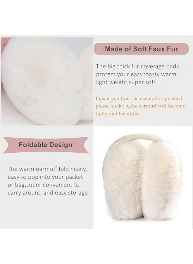 Ear Muffs for Winter,Women Adjustable & Foldable Earmuffs, Fluffy Soft Ear Warmers Warm Ear Covers for Cold Weather - Image 4