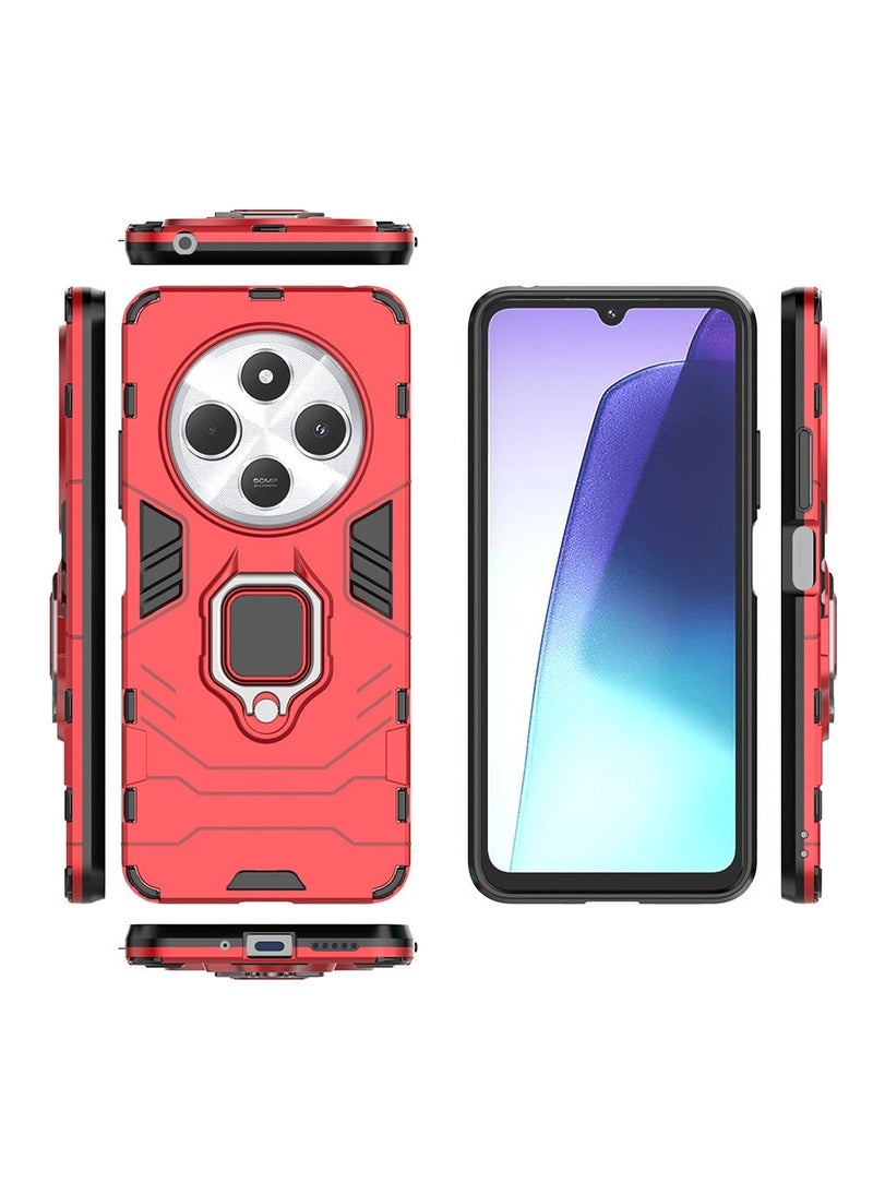Case for Xiaomi Redmi 14C 4G / Poco C75 with Kickstand, PC+TPU Dual-Layer,Red - Image 2