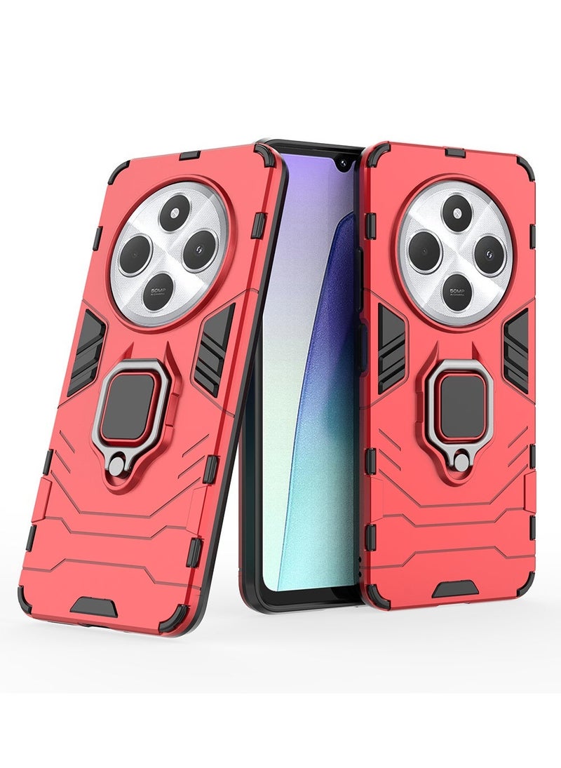 Case for Xiaomi Redmi 14C 4G / Poco C75 with Kickstand, PC+TPU Dual-Layer,Red - Image 4