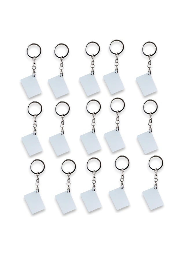 Keychain Blanks Pack of 15, White MDF Sublimation Key Rings for Custom Photo, Logo & Gift Making