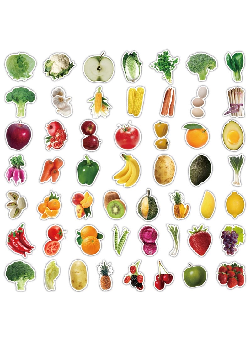 50 قطعة من ملصقات الفاكهة والخضروات الواقعية المتنوعة للأطفال، ملصقات حرفية ممتعة لسجلات القصاصات والهواتف المحمولة واللوحية والأمتعة ومخططات الفصول الدراسية والهدايا والمكافآت - Image 2