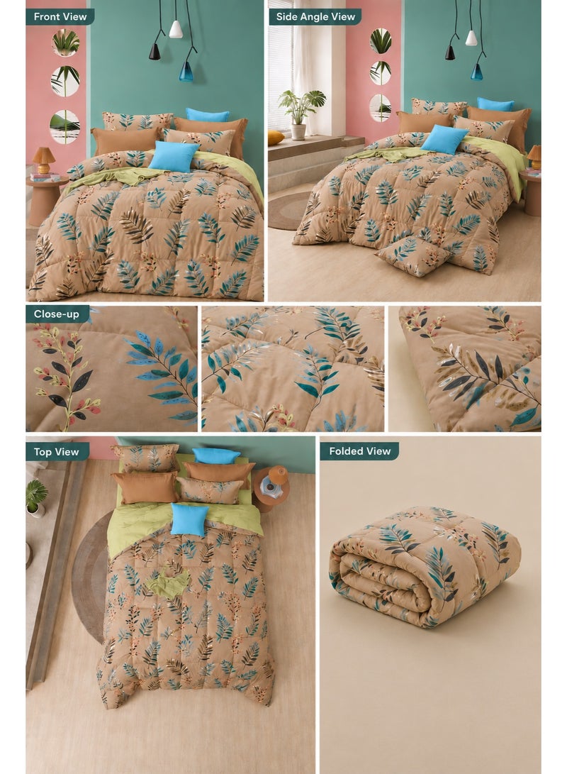 Palm Breeze Printed Comforter Set Single Size 160 x 245 cm with Flat Bedsheet & Pillow Covers – Premium Printed Bedding Set - Image 2