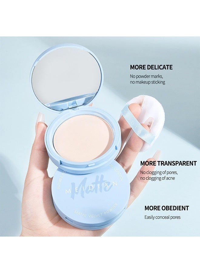 Meidián Matte Velvet Powder,Oil Control Face Pressed Powder, Matte Ultra Flawless Finish Makeup,Hide Pores Lightweight Longlasting Setting Powder with Puff,Waterproof Natural Coverage, Smooths Pores & Lines for All Skin # 01 ivory - Image 5