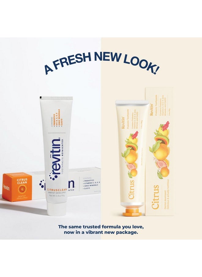 Revitin - Toothpaste | Fluoride-Free Prebiotic Citrus Tooth Gel | No Sls, Gluten Free, Dye Free, Gmo Free, No Sweeteners | Non-Toxic, Kid Approved - Image 1