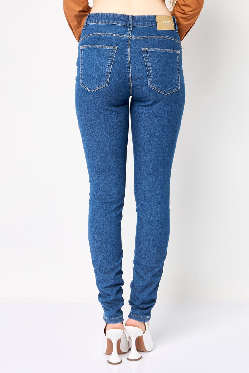 VERO MODA I Scenery By Vero Moda Women Skinny Fit Washed Stretchable Jeans, Blue  - Image 4
