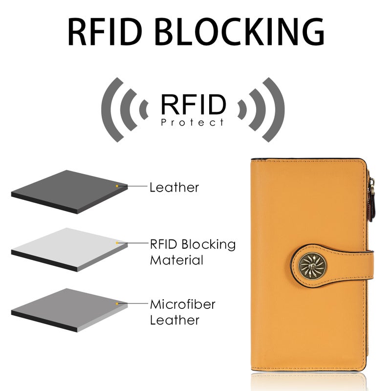 Travelambo محافظ سفرامبو للنساء RFID بسعة كبيرة من الجلد الفاخر المعالج بالشمع محفظة كلاتش متعددة بطاقات تنظيم - Image 4