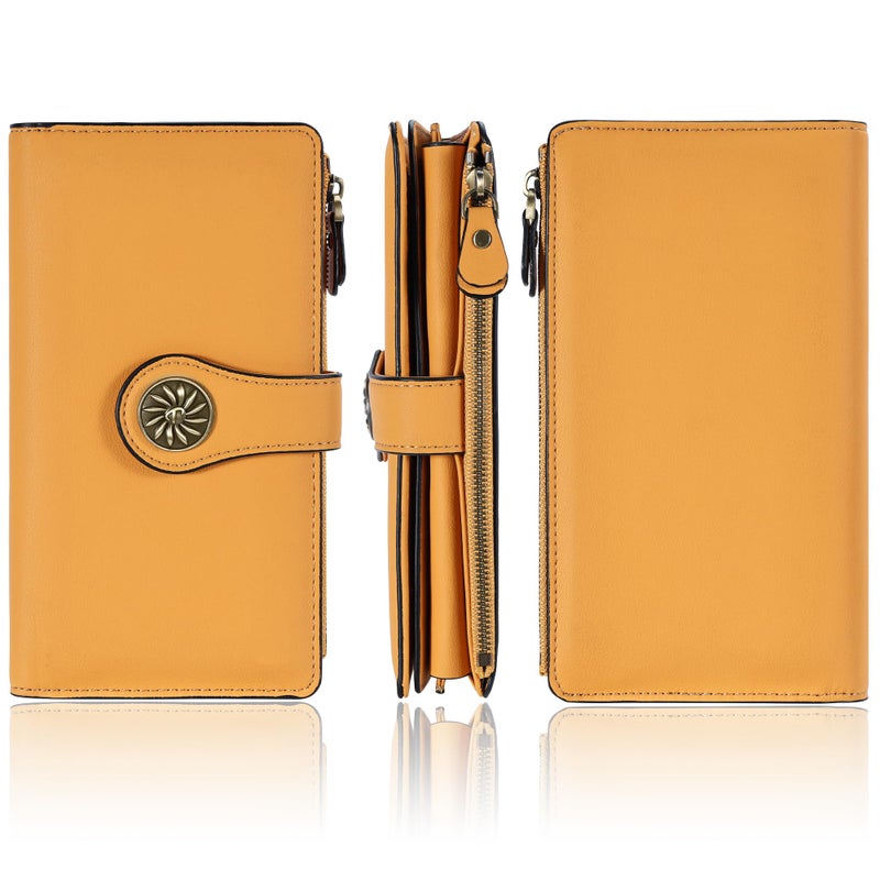 Travelambo محافظ سفرامبو للنساء RFID بسعة كبيرة من الجلد الفاخر المعالج بالشمع محفظة كلاتش متعددة بطاقات تنظيم - Image 5