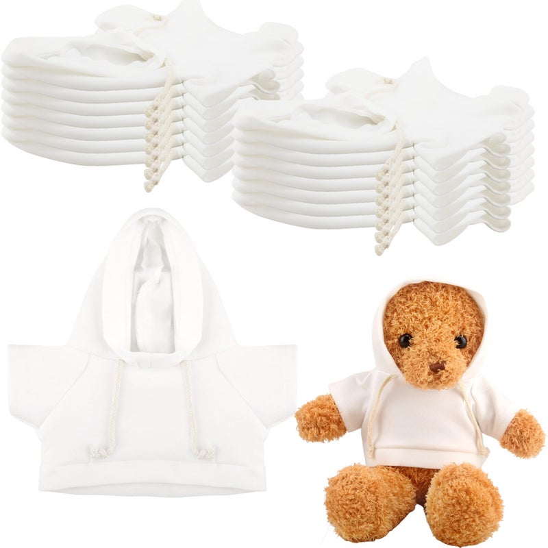 Swakuta 15 Pack Stuffed Bear White Hoodie Bulk Sublimation Blank Teddy Bear Toy Shirts Stuffed Animal White Basic Clothes Hoodie for 15 Inch Stuffed Bears Dolls DIY - Image 3