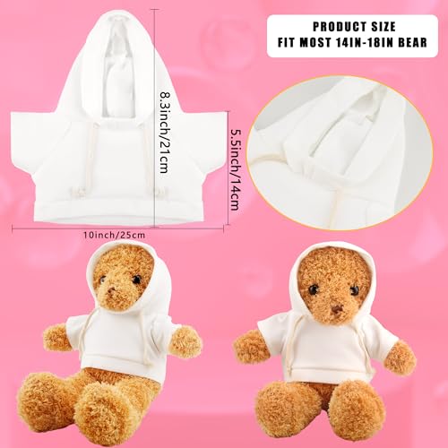 Swakuta 15 Pack Stuffed Bear White Hoodie Bulk Sublimation Blank Teddy Bear Toy Shirts Stuffed Animal White Basic Clothes Hoodie for 15 Inch Stuffed Bears Dolls DIY - Image 5