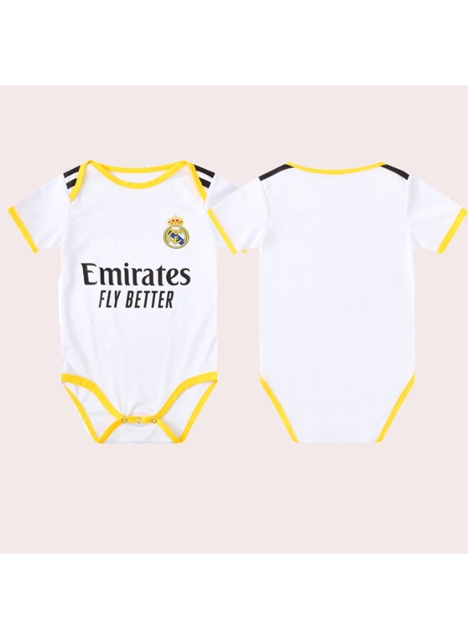 2025-2026 baby football uniform Real Madrid home baby romper baby one-piece suit suitable for 6-18 months old baby - Image 1