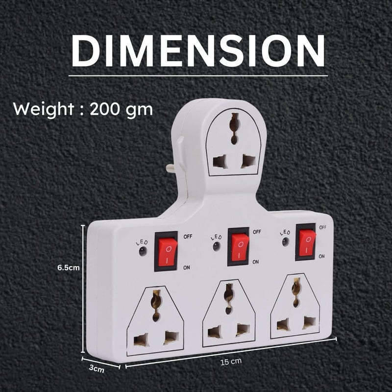 Digway Digway 4 Universal Socket 3 Switch Multi Plug Extension BoardMultiplugPack of 2  - Image 3