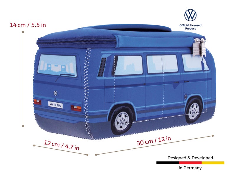 BRISA VW Collection - Volkswagen Neoprene Universal Makeup Cosmetics Toiletry Travel Pharmacy Bag in T3 Bus Vanagon Design (Blue/Large) - Image 3