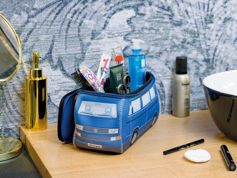 BRISA VW Collection - Volkswagen Neoprene Universal Makeup Cosmetics Toiletry Travel Pharmacy Bag in T3 Bus Vanagon Design (Blue/Large) - Image 4
