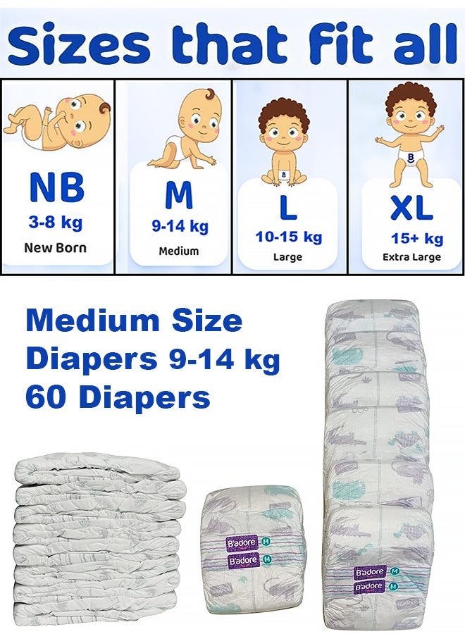 b'adore Baby Diapers Medium, 9-14 Kg, Super absorbent upto 12hrs - Image 2