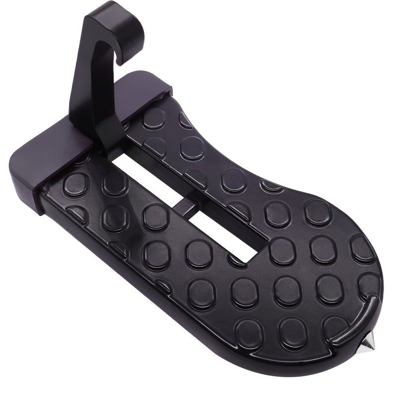 1pc Foldable Car Door Pedal With Glass Breaker Safety Hammer For Roof Rack Access Black Suitable For Most Cars SUVs And Trucks - Image 1