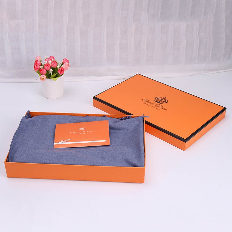 Simple Orange Silk Scarf Heaven And Earth Cover Gift Packaging Box Exquisite Gift Box Clothing Skin Care Products Light Luxury Gift Box - Image 5