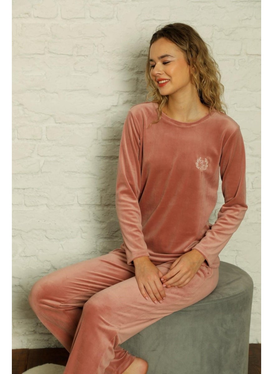 Women's Crew Neck Silky Velvet Winter Long Sleeve Pocket Pajama Set - pzsku/Z2E09CF07FCA8DC713E8FZ/45/_/1731111975/2dfb4e94-f49c-49aa-bbfe-58f58c7275c5