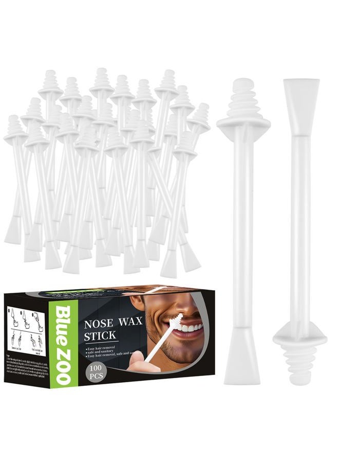 Bluezoo 100Pcs Nose Wax Sticks Applicator with Disposable Spatulas for Nostril Cleaning Ear Face Eyebrow Mustache Hair Removal for Men Women, Painless, with Delicate Packing Box for Gift, BlueZOO - Image 1