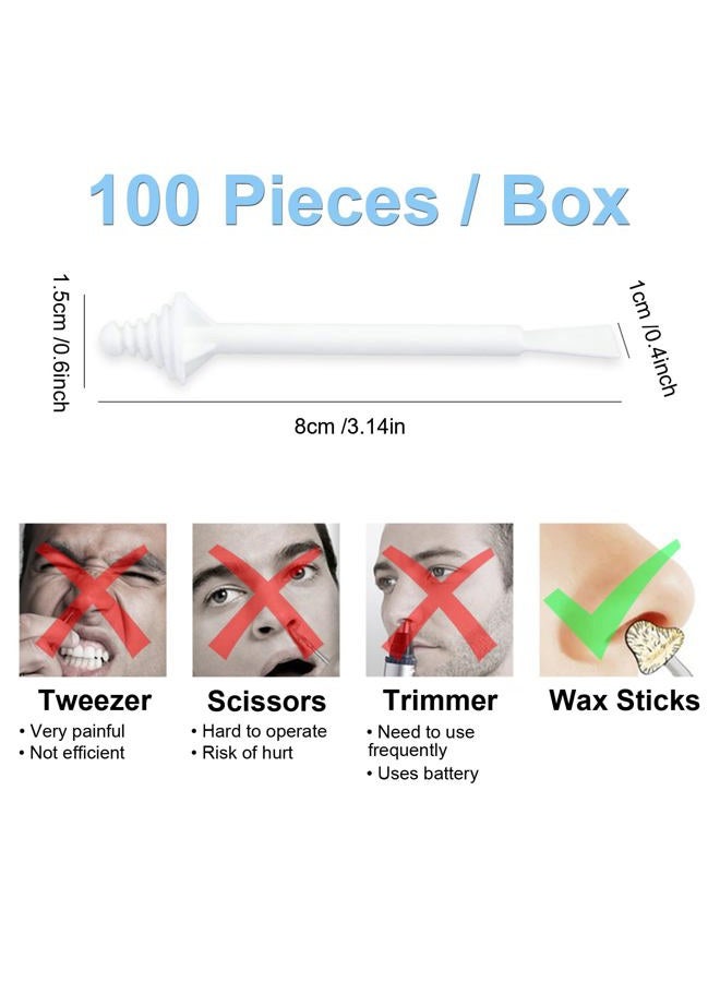 Bluezoo 100Pcs Nose Wax Sticks Applicator with Disposable Spatulas for Nostril Cleaning Ear Face Eyebrow Mustache Hair Removal for Men Women, Painless, with Delicate Packing Box for Gift, BlueZOO - Image 5
